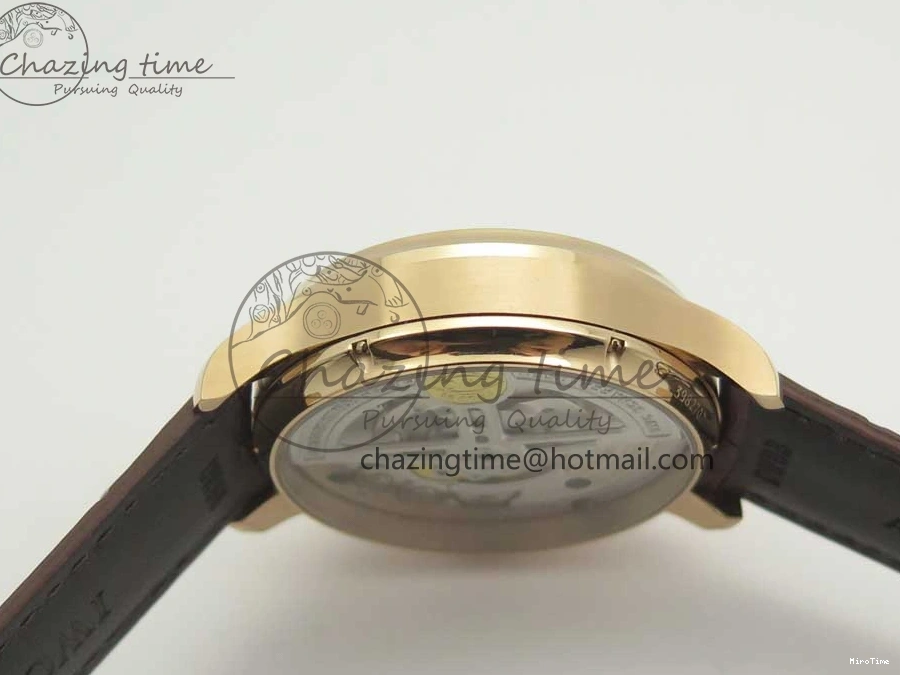 MIROTIME 0113 Portuguese Tourbillon IW5463 RG ZF Best Edition White Dial on Brown Leather Strap Stylish 7174